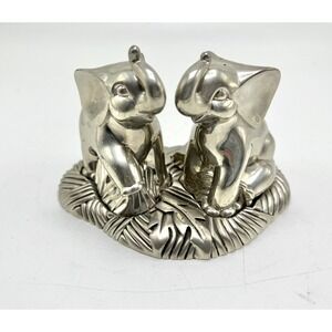 Lenox Kirk Stieff Collection Pewter Elephants Salt & Pepper Shakers w/Base Tray